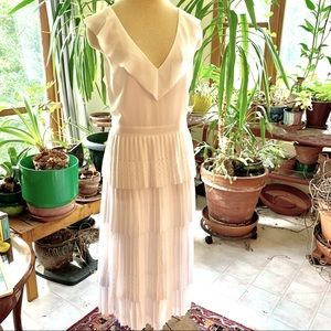 Laser Cut Ruffle Tier Midi Dress Sz 14 NWT